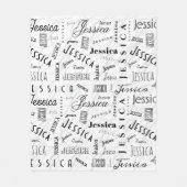 Jessica Custom Name Black White Fleece Deken (Voorkant)