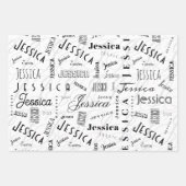 Jessica Custom Name Black White Inpakpapier Vel (Voorkant)