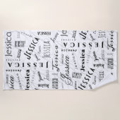 Jessica Custom Name Black White Strandlaken (Voorkant)