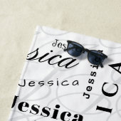 Jessica Custom Name Black White Strandlaken (In situ)