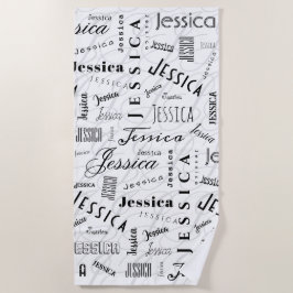 Jessica Custom Name Black White Strandlaken