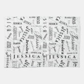 Jessica Custom Name Black White Theedoek (Horizontaal)