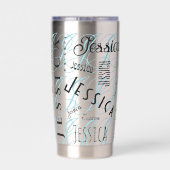 Jessica Custom Name Blue Black  Geïsoleerde Drinkbeker (Achterkant)
