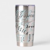 Jessica Custom Name Blue Black  Geïsoleerde Drinkbeker (Voorkant)