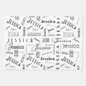 Jessica Custom Name Pink Black White Inpakpapier Vel (Voorkant)