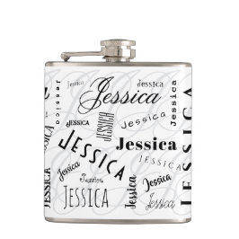 Jessica Custom Name Typography Vinyl Wrapped Flask Heupfles