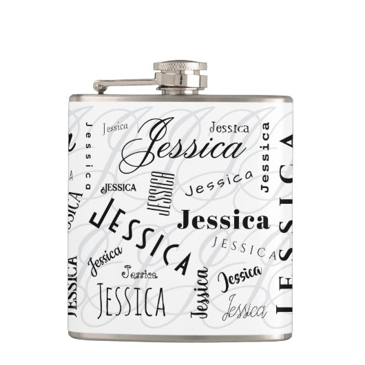 Jessica Custom Name Typography Vinyl Wrapped Flask Heupfles (Voorkant)