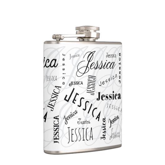 Jessica Custom Name Typography Vinyl Wrapped Flask Heupfles (Rechts)