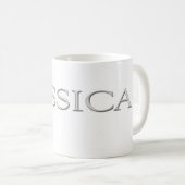 Jessica Custom Raised Silver Name Koffiemok (Voorkant rechts)