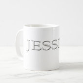 Jessica Custom Raised Silver Name Koffiemok (Voorkant links)