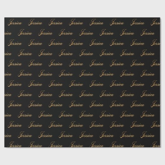 Jessica gold Design Lettering Geschenkpapier Cadeaupapier (Vlak)