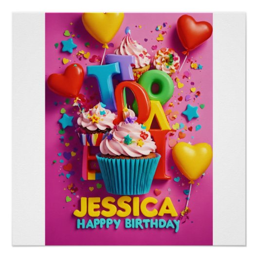Jessica Happy Birthday" Perfect Poster (Voorkant)