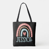 Jessica Naam Gepersonaliseerde Regenboog Tote Bag (Achterkant)