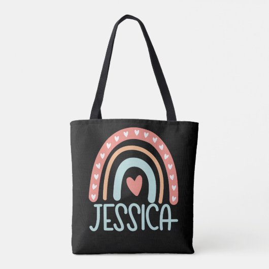 Jessica Naam Gepersonaliseerde Regenboog Tote Bag (Achterkant)