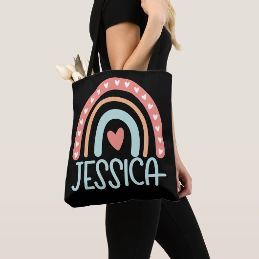Jessica Naam Gepersonaliseerde Regenboog Tote Bag (Dichtbij)