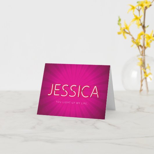 Jessica-naam in gloeiende neonlampen kaart (Gele Bloem)
