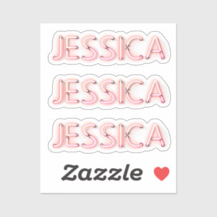 Jessica-naam in gloeiende neonlampen x3 sticker