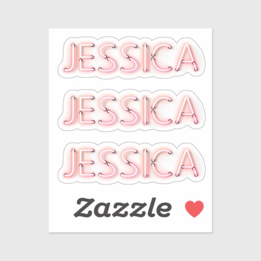 Jessica-naam in gloeiende neonlampen x3 sticker (Vel)