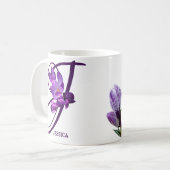  Jessica naam paarse krokus bloemenpret Koffiemok (Voorkant links)