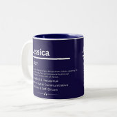 Jessica Personalized Girl Name Meaning Coffee Mug Tweekleurige Koffiemok (Voorkant links)