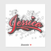 Jessica red Heart Graffiti Aufkleber Sticker (Vel)