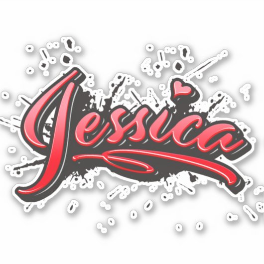 Jessica red Heart Graffiti Aufkleber Sticker (Voorkant)