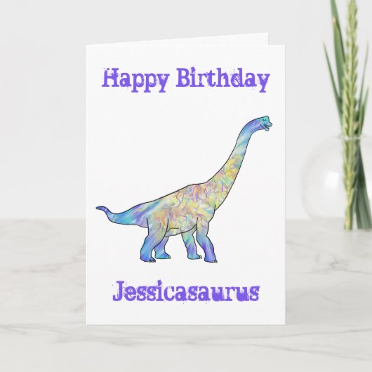 Jessica saurus Colorful Brachiosaurus Dinosaur Feestdagen Kaart (Voorkant)