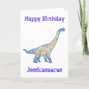 Jessica saurus Colorful Brachiosaurus Dinosaur Feestdagen Kaart