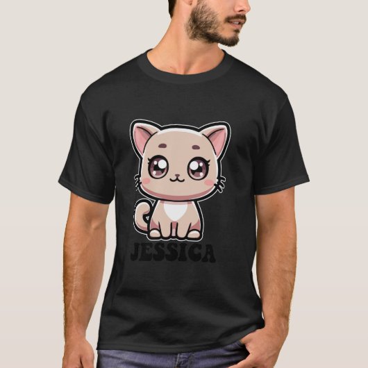 Jessica Schattige Kitty Cat Design voor Meisjes Na T-shirt (Voorkant)