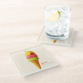 Jessica's Verjaardag Bash - Ice Cream Onderzetter Glazen Onderzetter (Schuin)