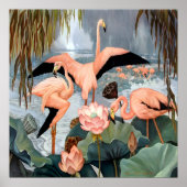 Jessie Arms Botke - Flamingos en lotus Poster (Voorkant)