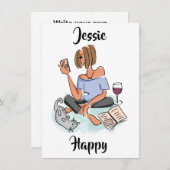 Jessie Happy met Cell, Wine en Cat Kaart (Voorkant / Achterkant)