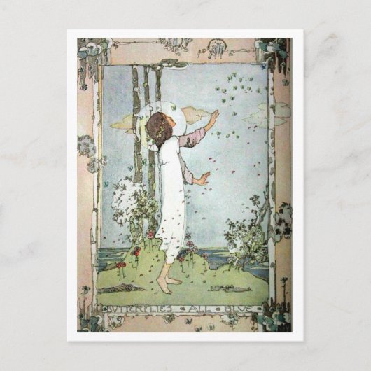 Jessie M. King - Butterflies All Blue Briefkaart (Voorkant)