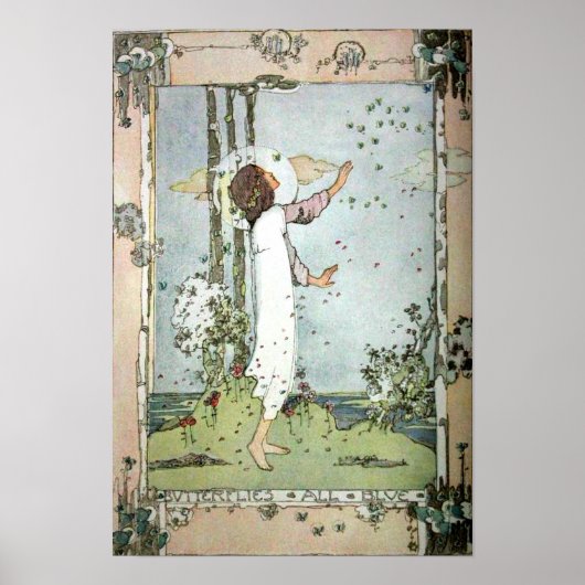 Jessie M. King - Vlinders Allemaal Blauw Poster (Voorkant)
