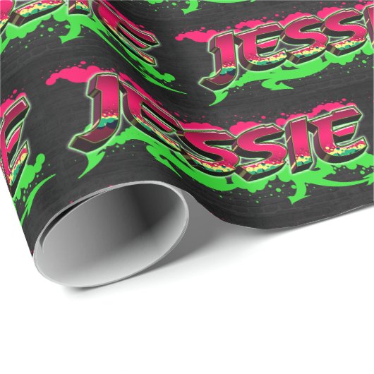 Jessie Vorname Name Graffiti red green Cadeaupapier (Rol Hoek)