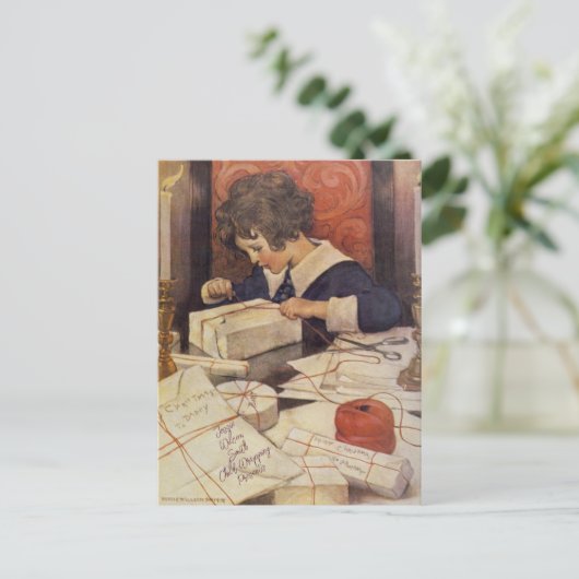 Jessie Wilcox Smith Child Wrapping Cadeaus Postc Briefkaart (Staand voorkant)