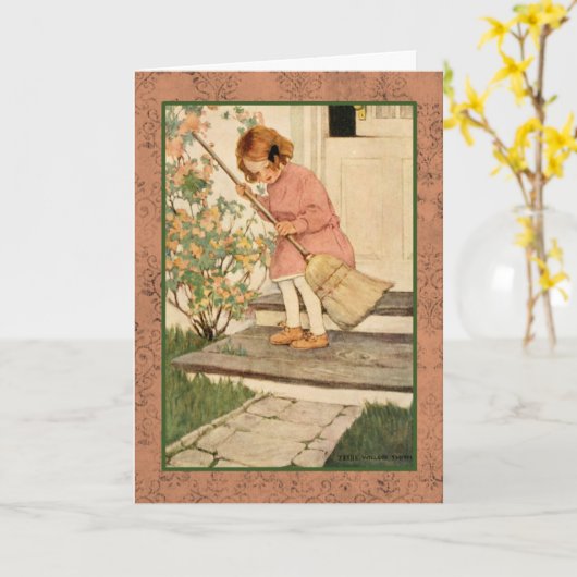 Jessie Wilcox Smith kunstwerk. Kaart (Gele Bloem)