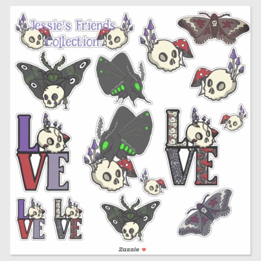 Jessie's Friends Moths and Skulls Sticker Set (Vel)