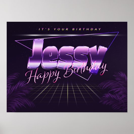 Jessy Name Vorname lila retro Poster Geburtstag (Voorkant)