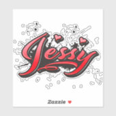 Jessy red Heart Graffiti Aufkleber Sticker (Vel)