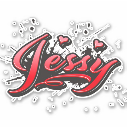 Jessy red Heart Graffiti Aufkleber Sticker (Voorkant)