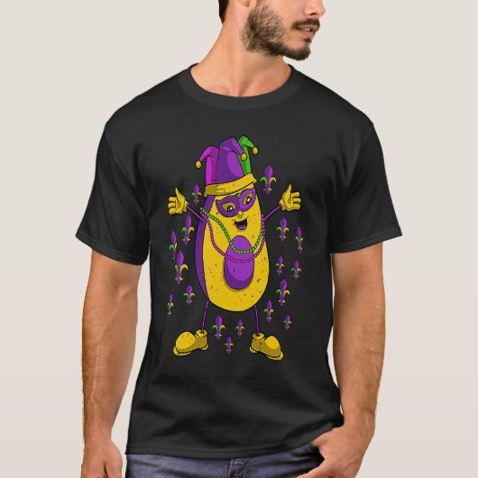 Jester Avocado Masquerade Mask Mardi Gras Vegan Ve T-shirt (Voorkant)