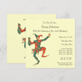 Jester Birthday Party Kaart (Voorkant / Achterkant)