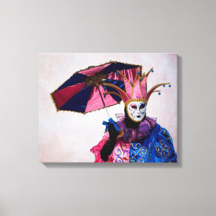 Jester Carnival Costume, Venetië Canvas Afdruk