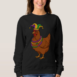 Jester Chicken Beads Mardi Gras Funny Farming Trui
