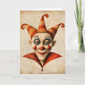 Jester Clown Retro Face Feestdagen Kaart (Voorkant)
