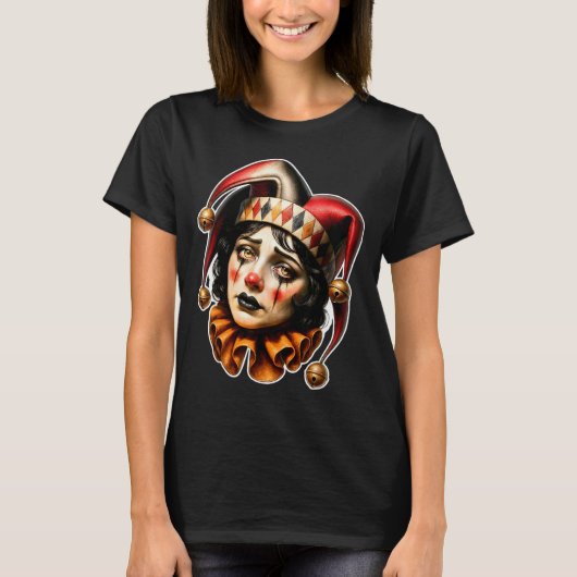 Jester Clown Verdrietig T-shirt (Voorkant)