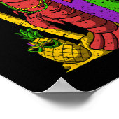 Jester Crawfish Surfer Mardi Gras Surfing Carnaval Poster (Hoek)