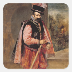Jester genaamd "Don Juan of Austria", c.1632/35 Vierkante Sticker