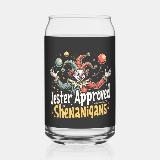 Jester Goedgekeurd Shenanigans Circus Clown Blikvorm Glas (Voorkant)